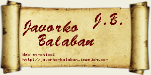 Javorko Balaban vizit kartica